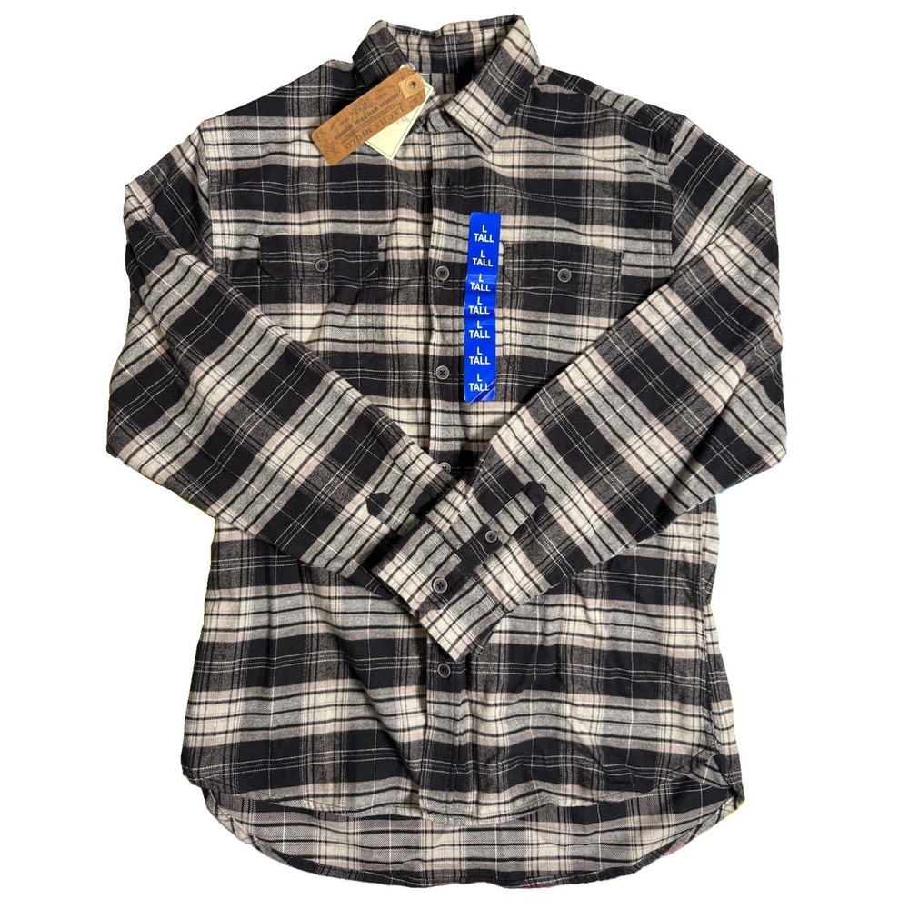 Jachs New York Men's Long Sleeve Flannel Shirt Black/Cream Large Tall NWT
